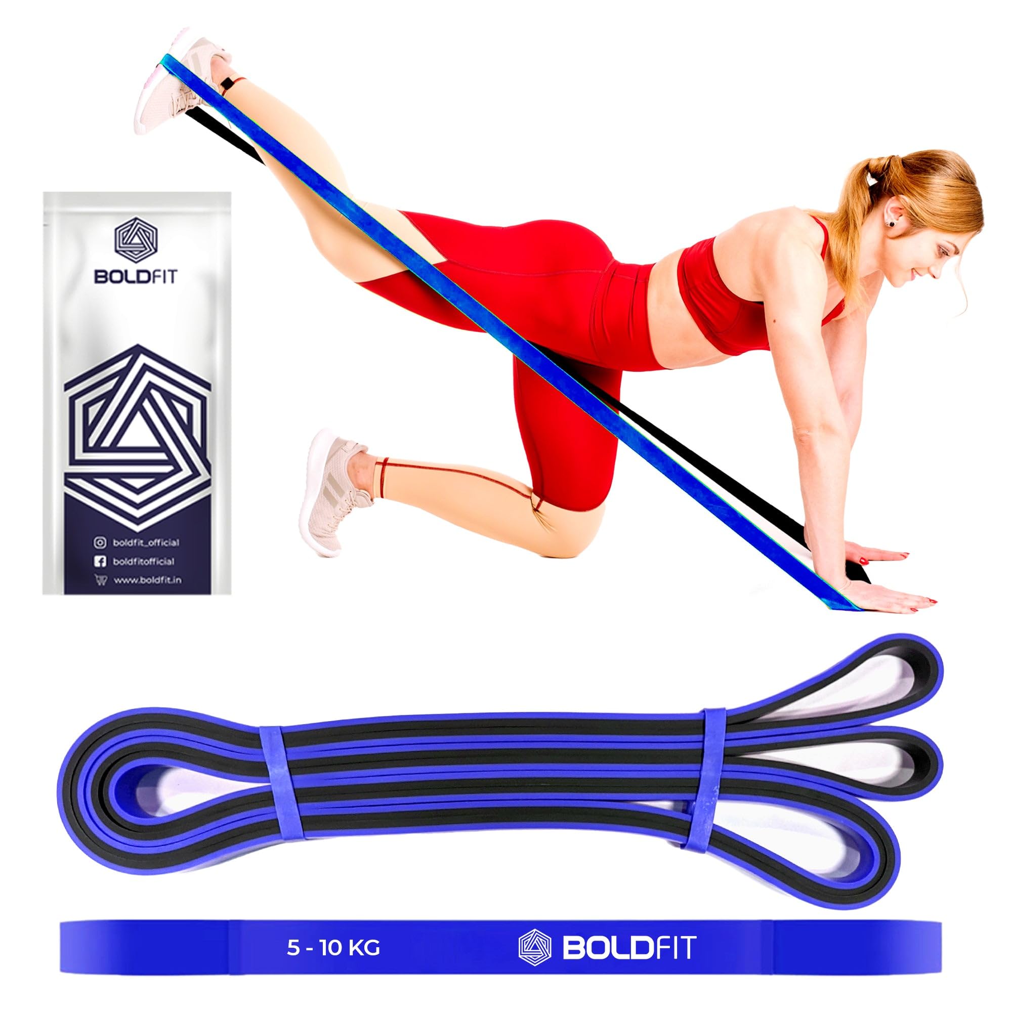 Boldfit Natural Latex Resistance Band – Durable Stretch Band for Strength, Stretch & Rehab