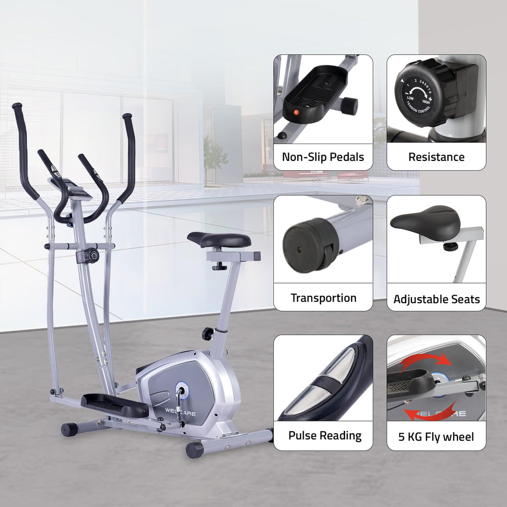 Welcare WC6044 Elliptical Cross Trainer – 5 kg Flywheel, 8 Magnetic Resistance Levels, Adjustable Seat