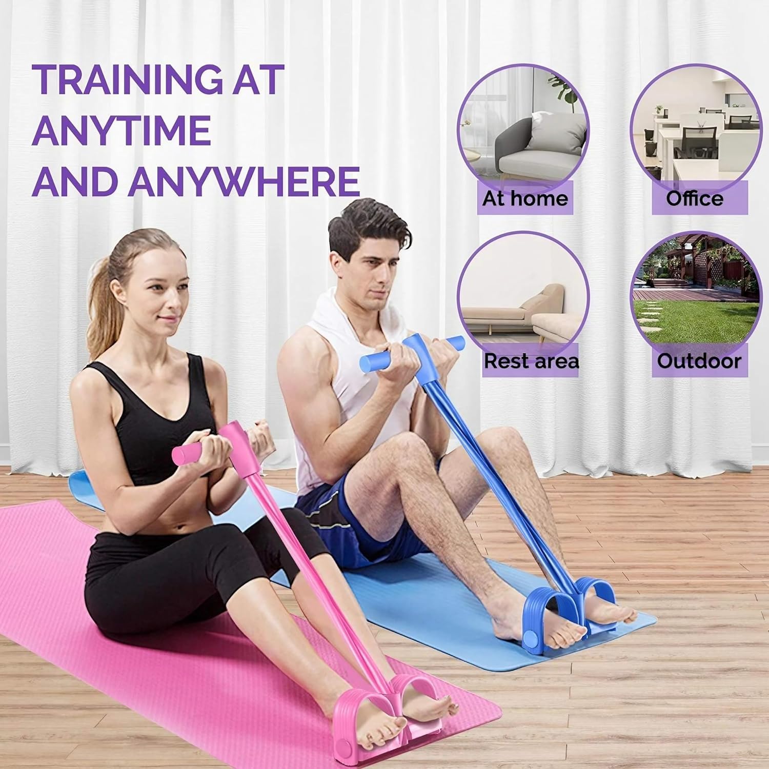 QUXIS 4-Tube Pull Reducer Pedal Exerciser – Multicolor CrossFit-Style Resistance Bands for Core, Legs & Toning