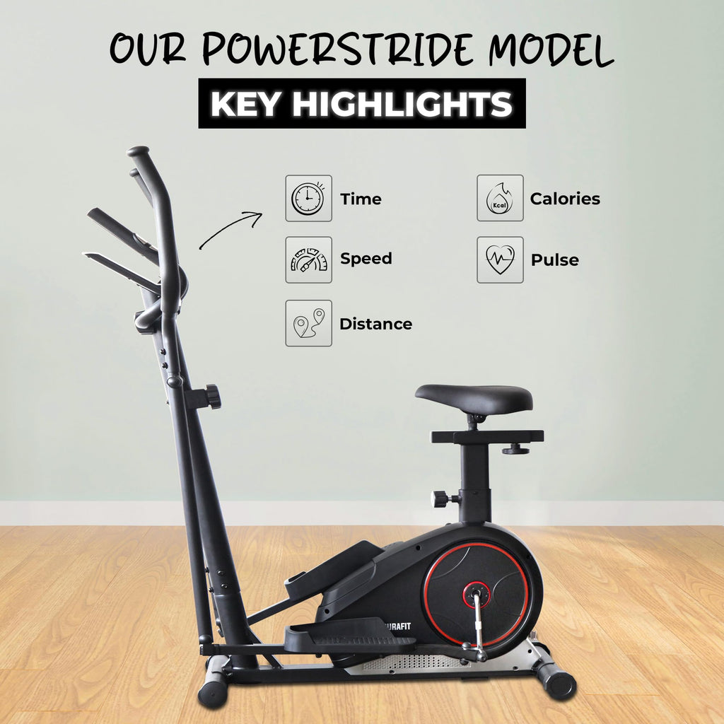 Durafit Adjustable Magnetic Elliptical Trainer – 8 Resistance Levels, LCD, 120 kg Capacity
