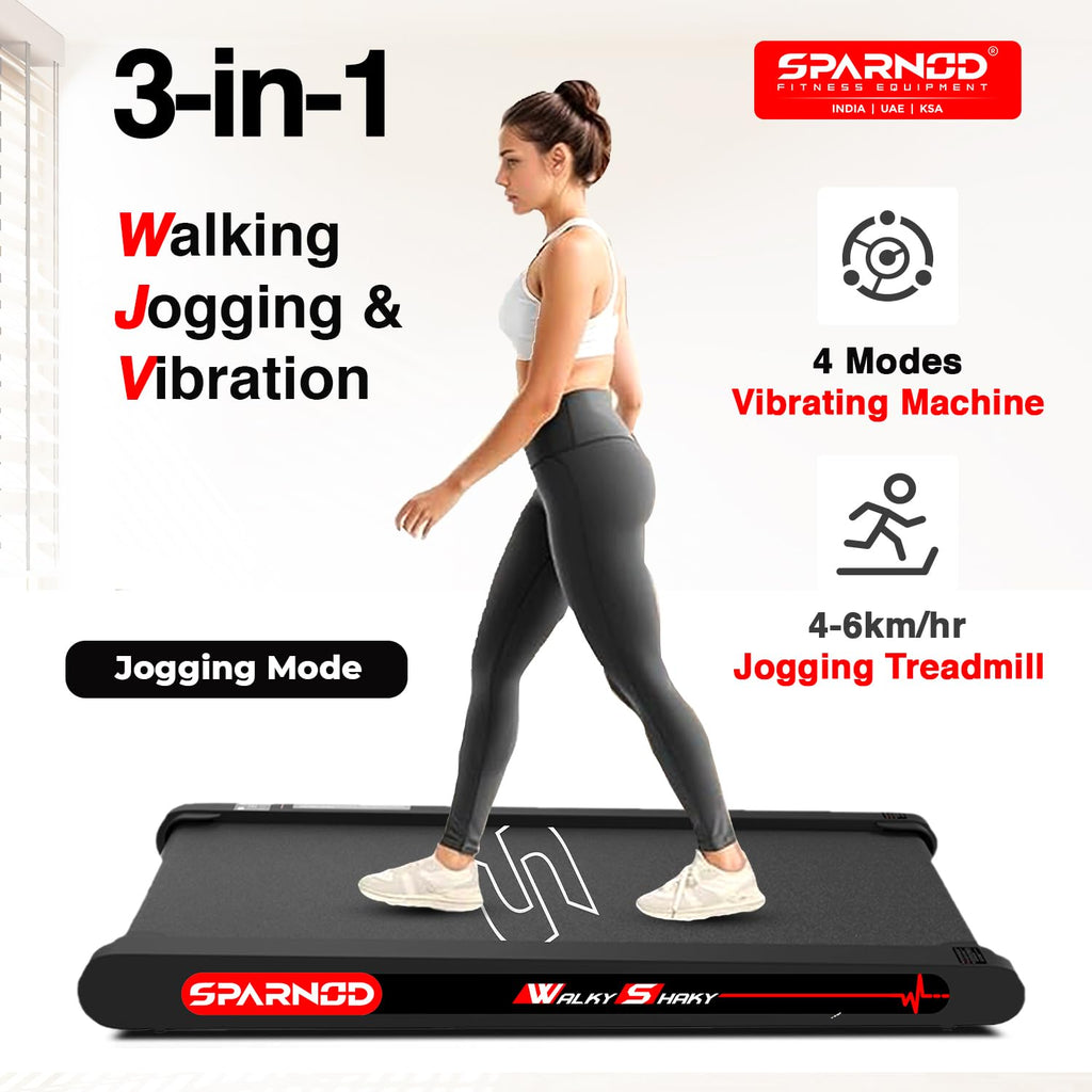Sparnod Fitness WalkyShaky Vibration Walking Pad – 2.5 HP Motor, 4-Mode Vibration, 120 kg Capacity