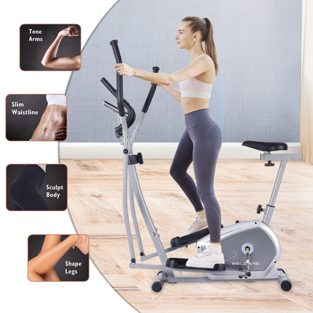 Welcare WC6044 Elliptical Cross Trainer – 5 kg Flywheel, 8 Magnetic Resistance Levels, Adjustable Seat