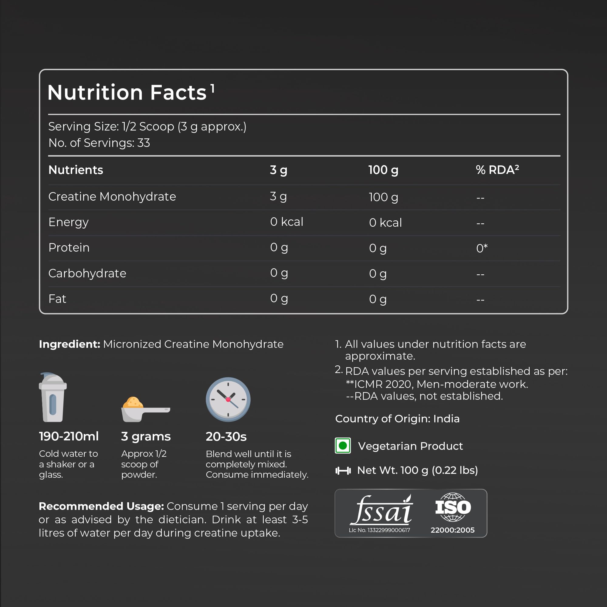 Nutrabay Pure Micronised Creatine Monohydrate – 100% Pure Unflavoured Strength & Performance Booster (3 g per Serving)