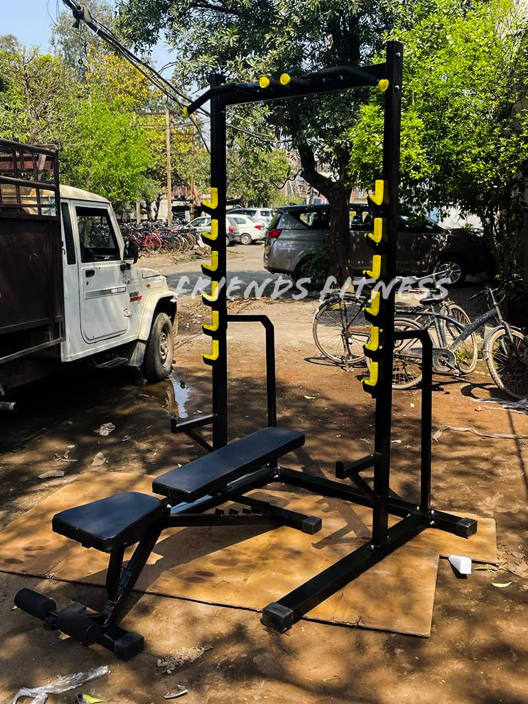 Body Maxx Heavy-Duty Squat Rack – Steel Frame, Safety Spotters & Integrated Pull-up Bar