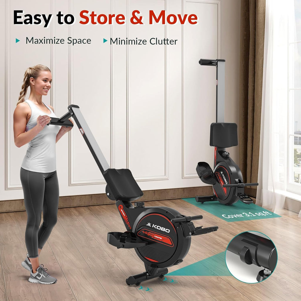 Kobo SmartRow DualGlide Magnetic Rower – 360° Rotating Handles, 8-Level Resistance, 120 kg Capacity