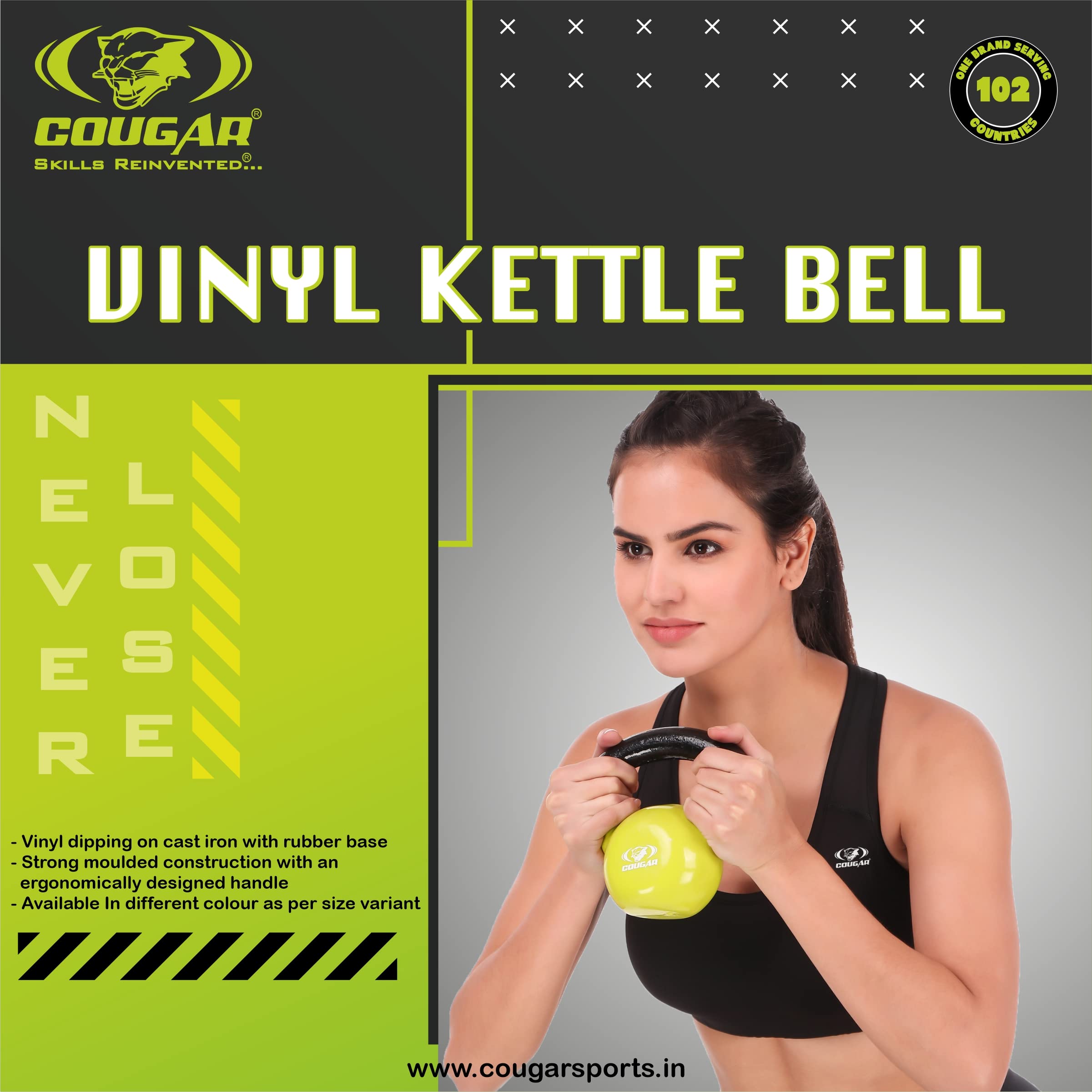 Cougar Vinyl-Coated Cast Iron Kettlebell – Durable Weight for Strength Training