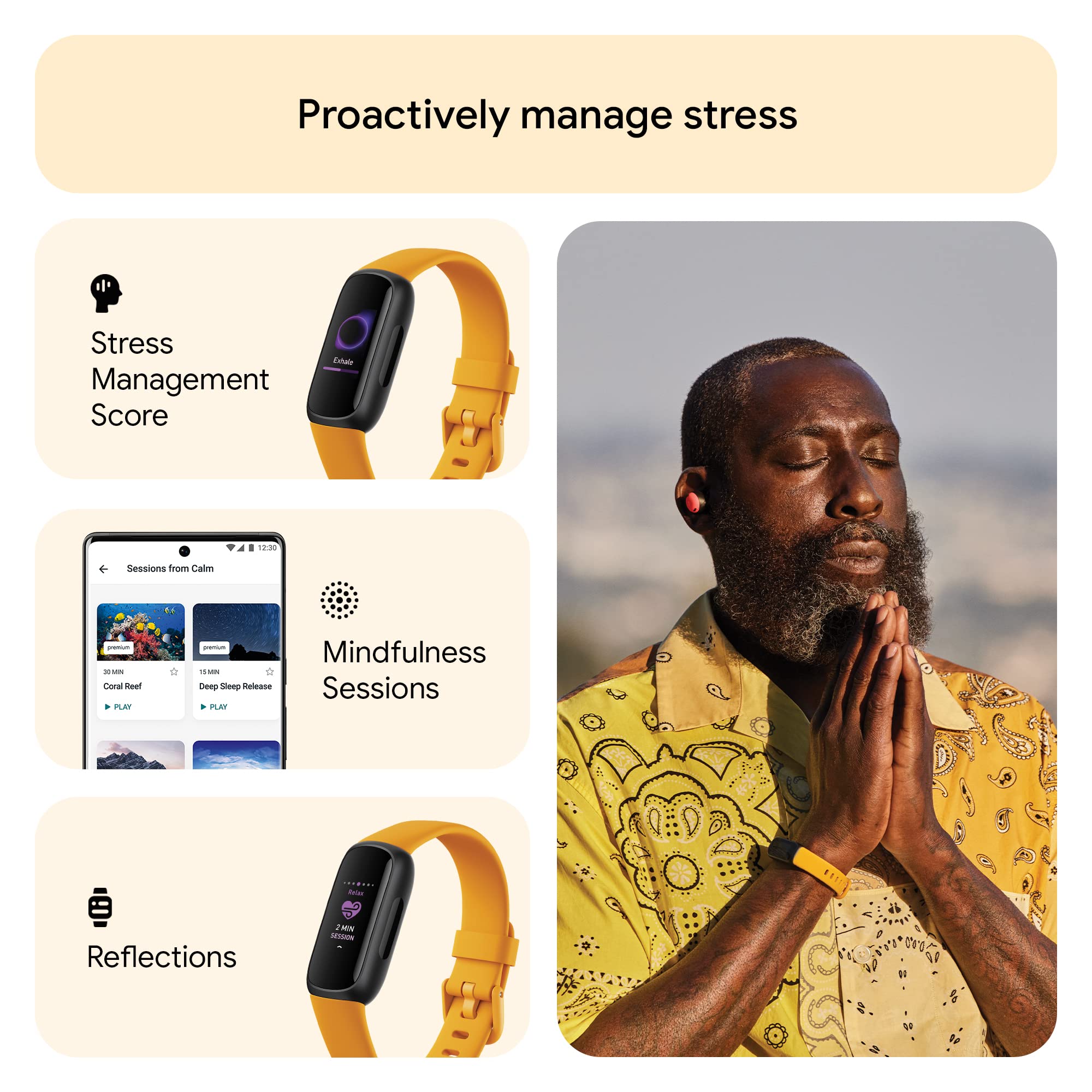 Fitbit Inspire 3 – Slim Fitness Band with 24/7 Heart Rate, Stress & Sleep Tracking