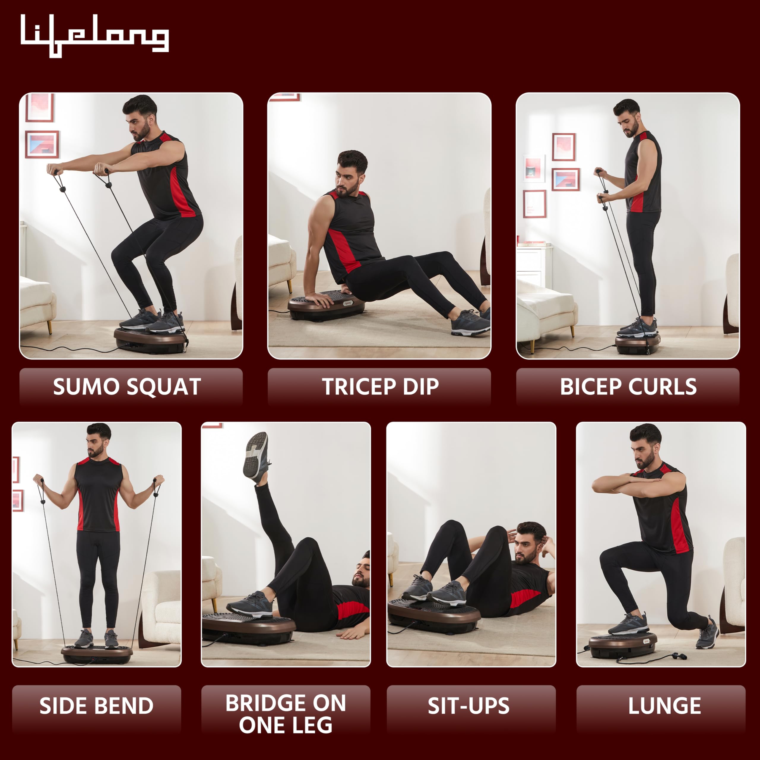 Lifelong Crazyfit Vibration Plate Massager (LLM234) – 150 kg Load, 5-Mode Home Fitness Machine