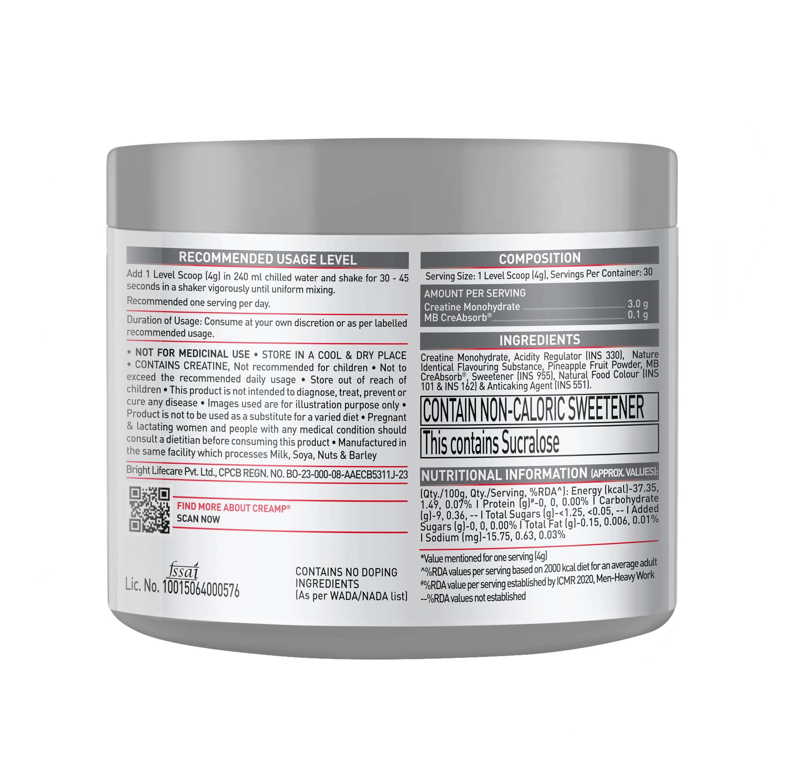 MuscleBlaze Creatine Monohydrate CreAMP™ with CreAbsorb™ – Trustified Certified Pure & Fast-Absorbing Creatine (100g / 3 g Serving)
