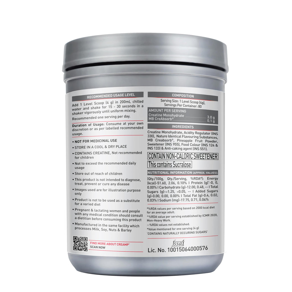 MuscleBlaze CreAMP Micronised Creatine Monohydrate – Trustified Certified, Unflavoured / Flavored, High Absorption Formula