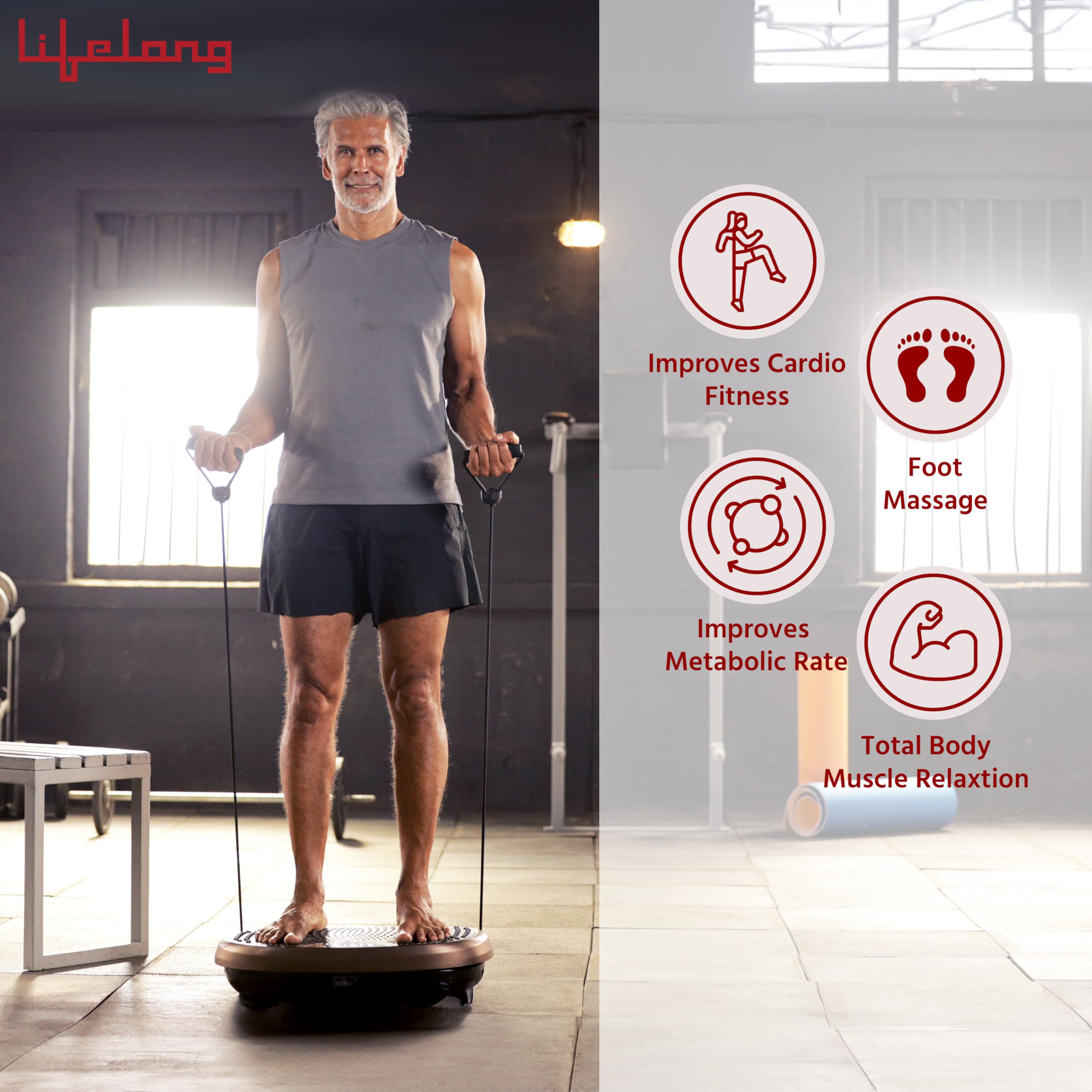 Lifelong Crazyfit Vibration Plate Massager (LLM234) – 150 kg Load, 5-Mode Home Fitness Machine