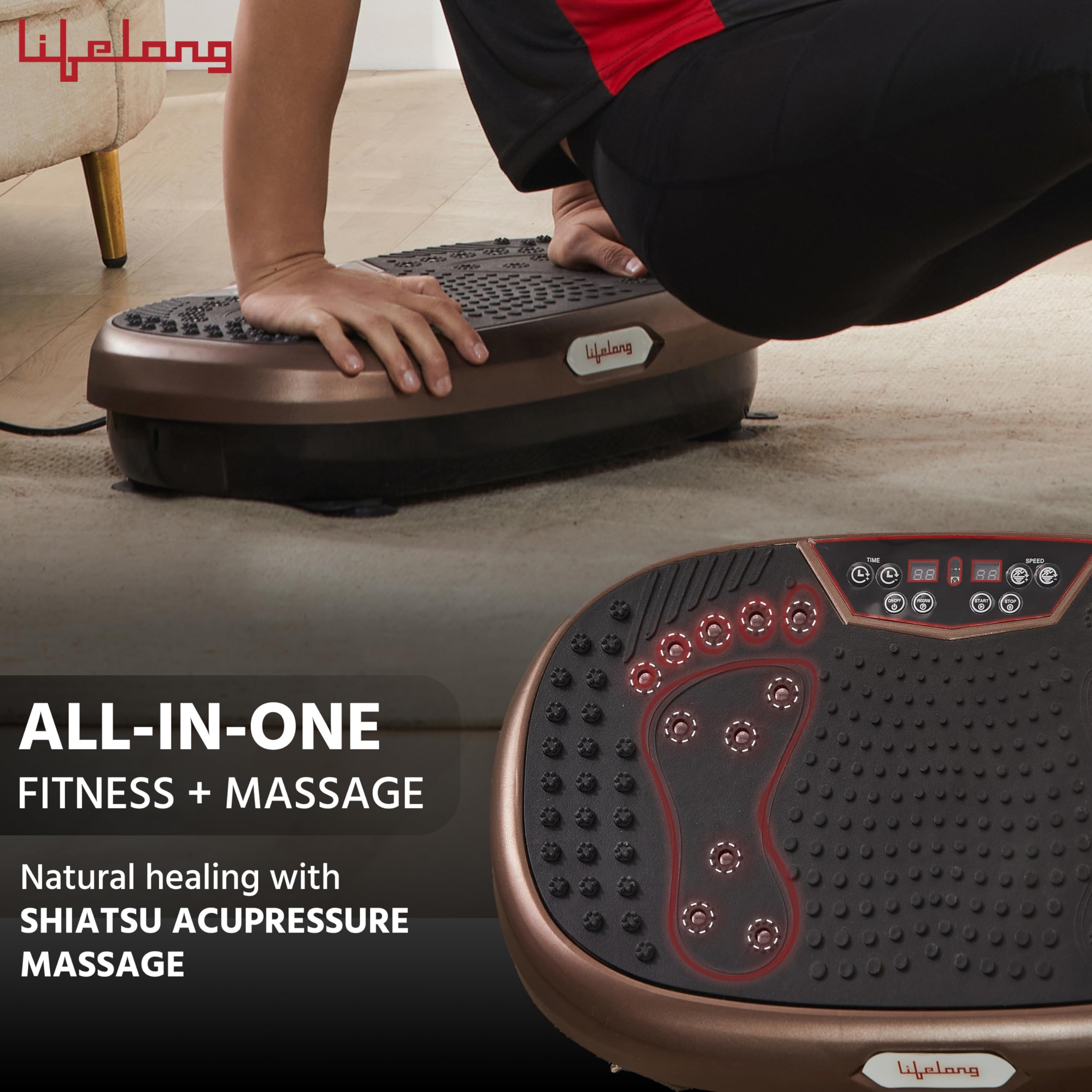 Lifelong Crazyfit Vibration Plate Massager (LLM234) – 150 kg Load, 5-Mode Home Fitness Machine