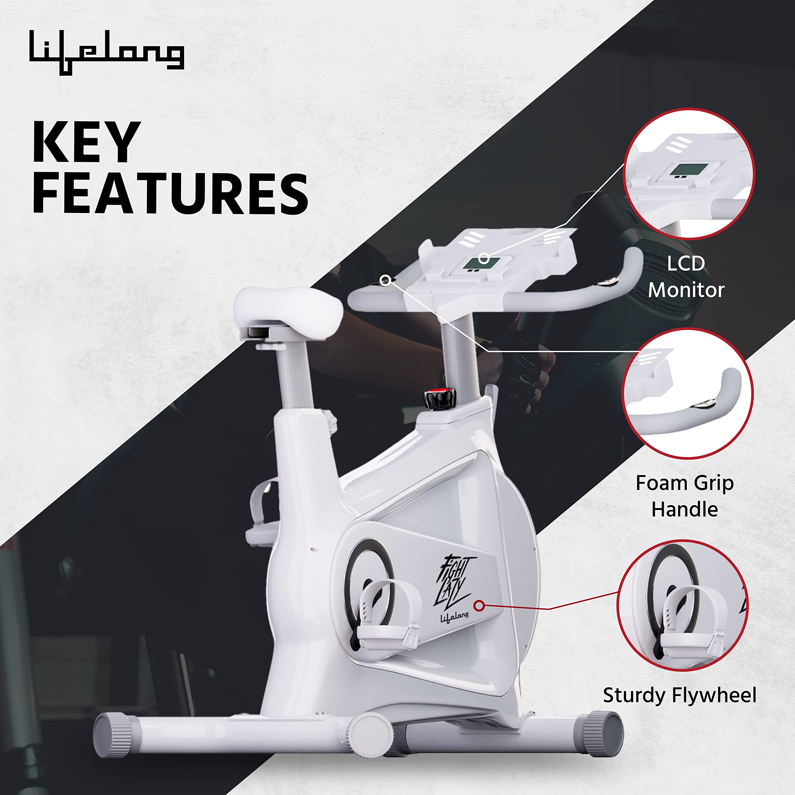 Lifelong LLSB06 Fit Pro Spin Bike – 8 kg Flywheel, Heart-Rate Sensor & LCD Monitor