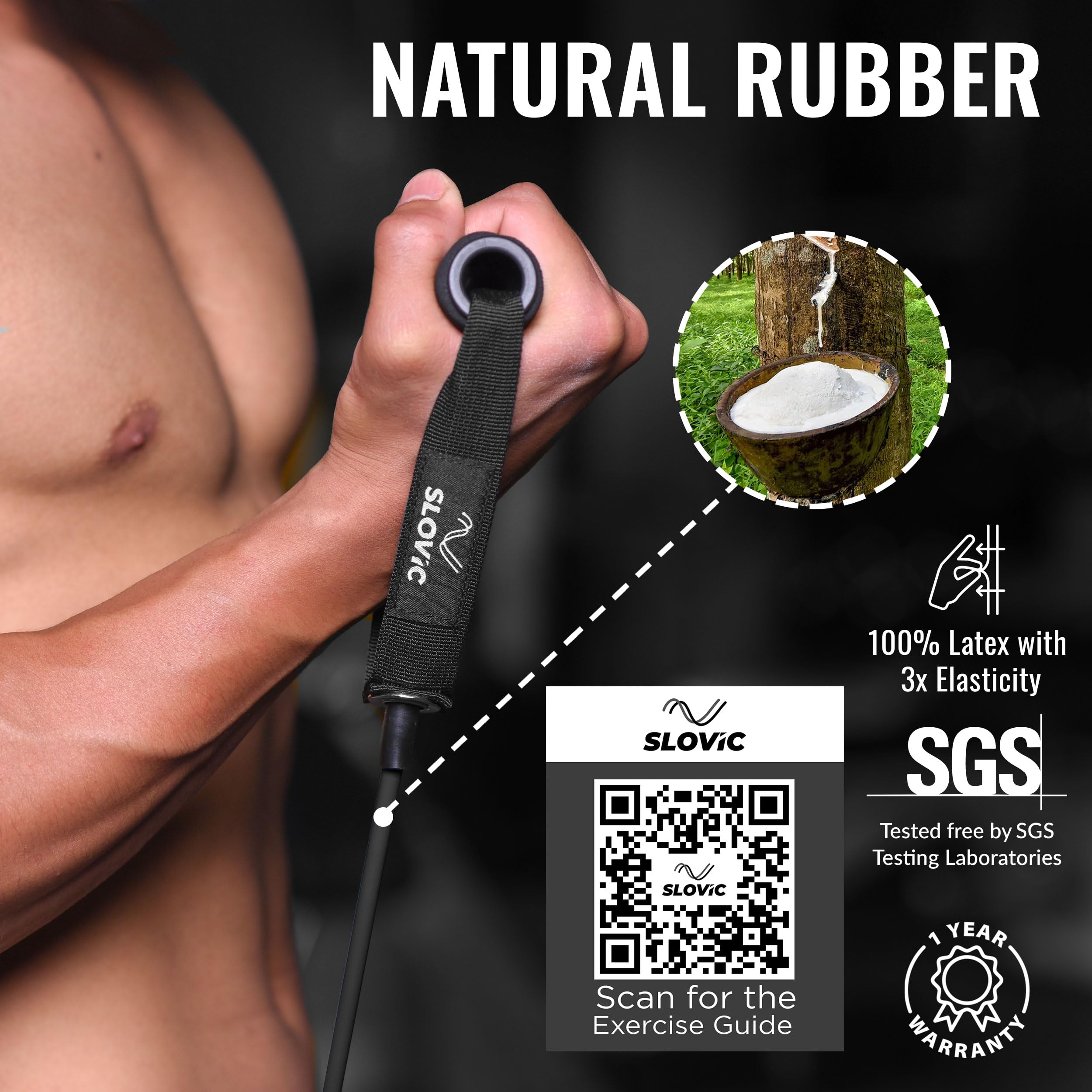 SLOVIC 25 kg Resistance Tube – Natural Latex Band with Foam Handles & Door Anchor
