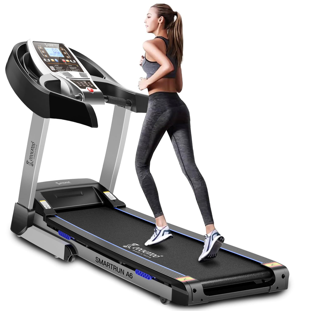 Cockatoo Smart-Run A6 Motorized Folding Treadmill – 6 HP Peak, Auto-Incline, Bluetooth & MP3