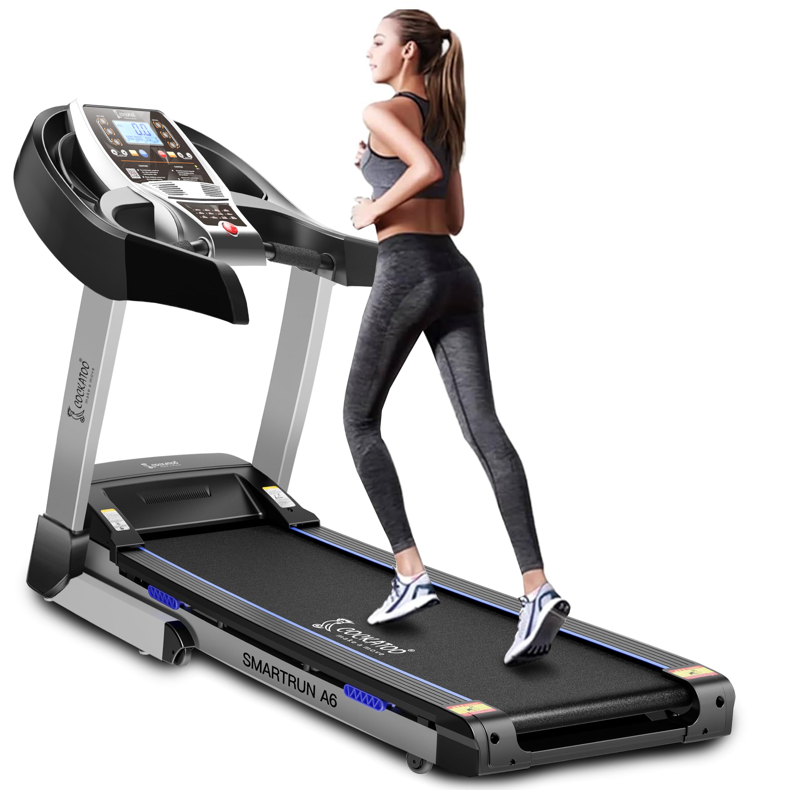 Cockatoo Smart-Run A6 Motorized Folding Treadmill – 6 HP Peak, Auto-Incline, Bluetooth & MP3