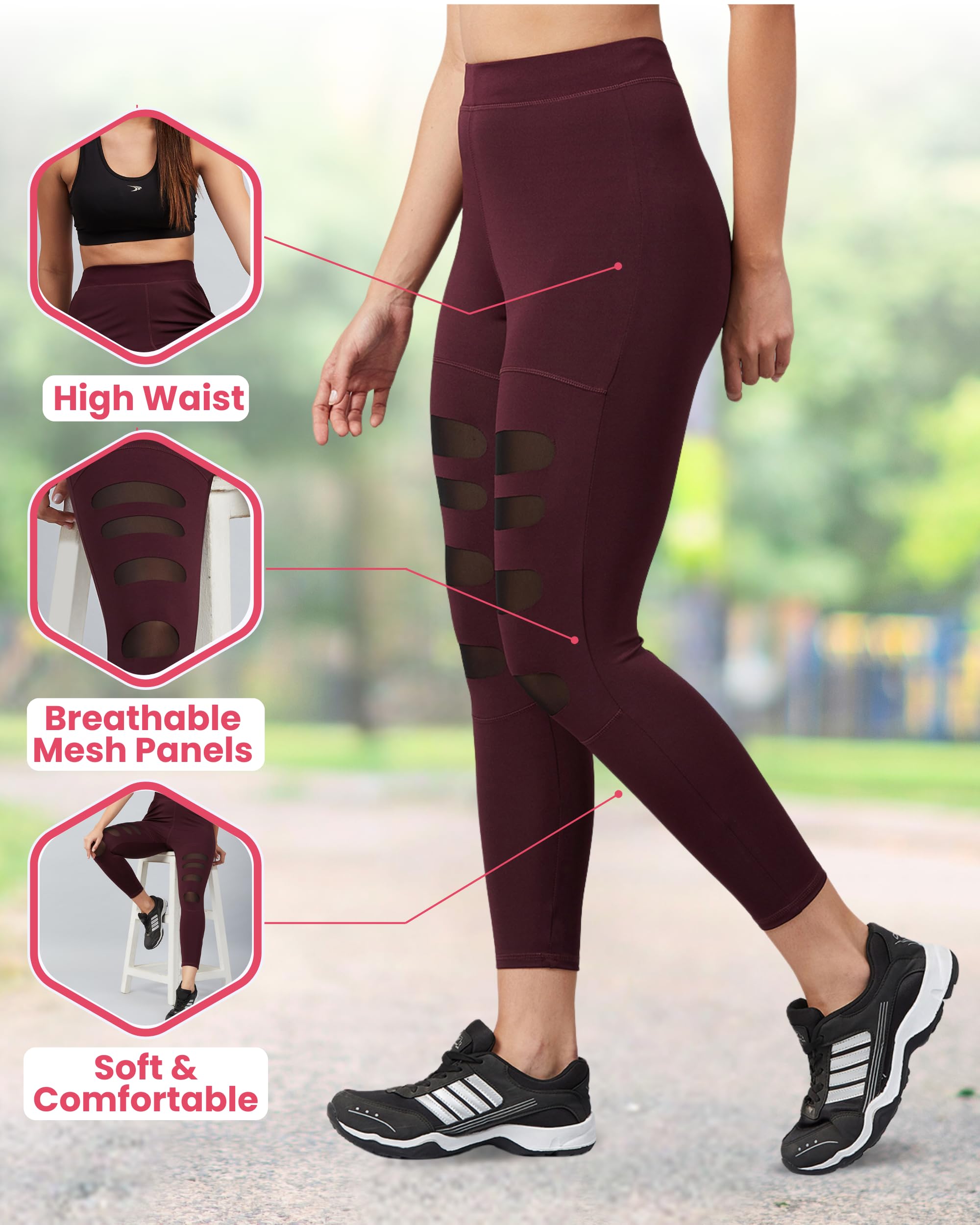BLINKIN Women’s Patchwork & Mesh Fitness Leggings – 4-Way Stretch (M–XXL)
