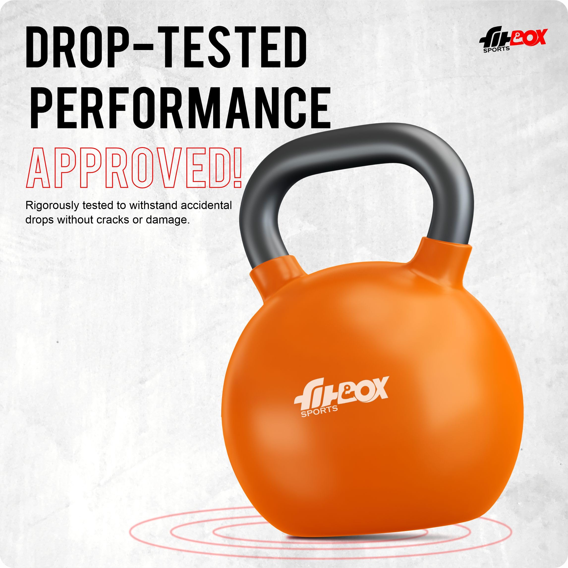 FitBox Sports Premium Kettlebell – 8kg, Blitz Blue – Durable Cast Iron Vinyl Coated Weight for Strength Training