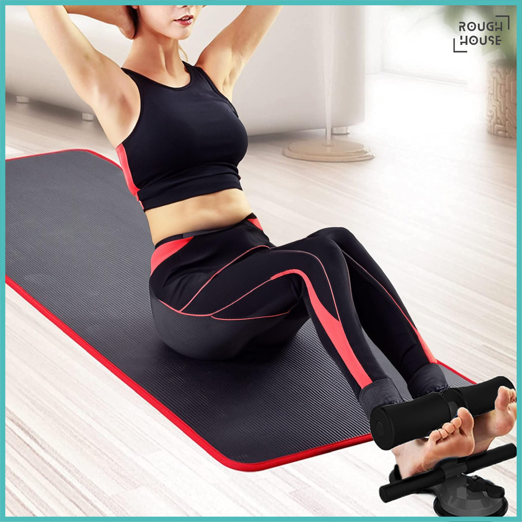Roughhouse Adjustable Sit-Up Bar – Dual Suction Core Trainer for Home Workouts