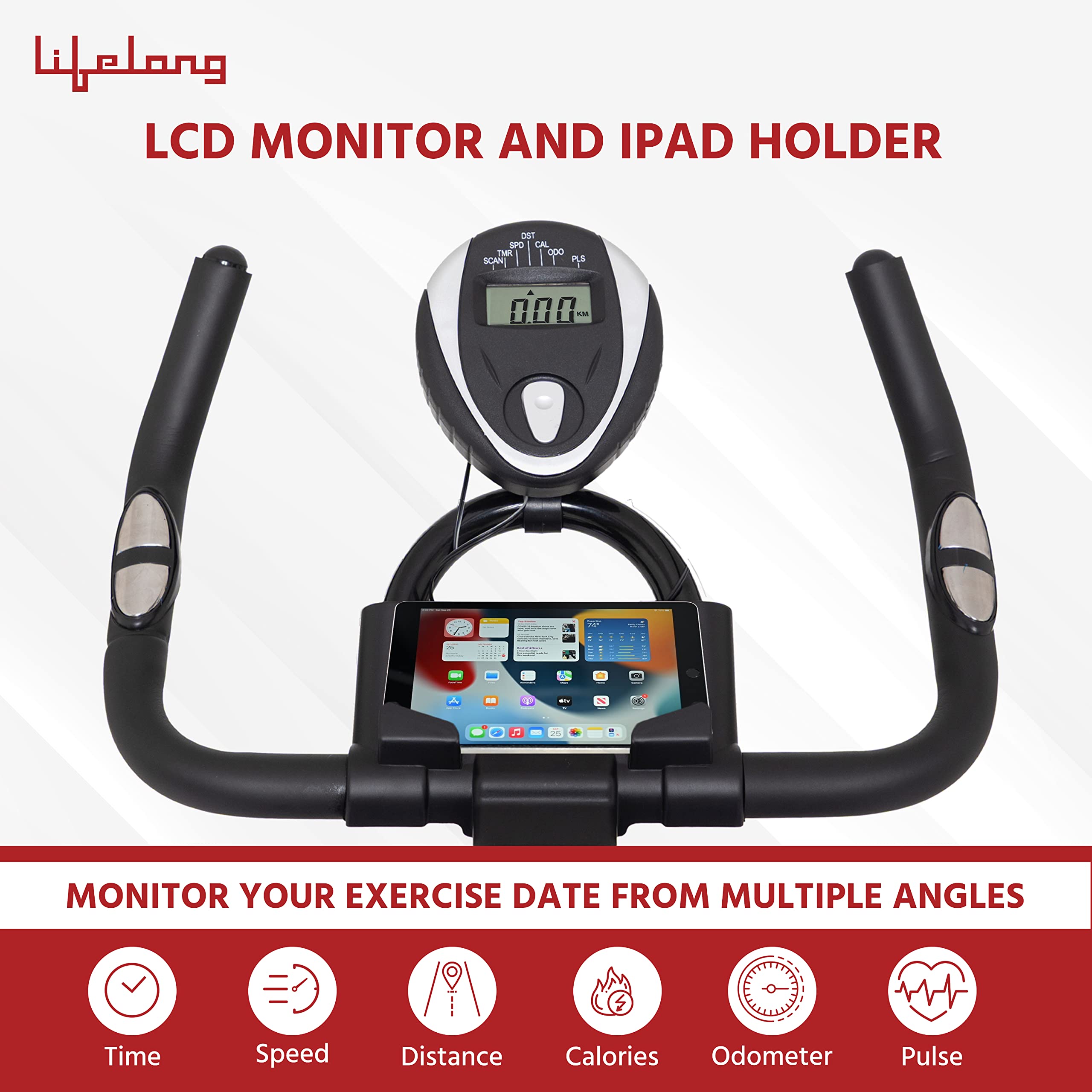 Lifelong LLF45 Fit Pro Spin Bike – 6 kg Flywheel, Adjustable Resistance & Heart-Rate Sensor