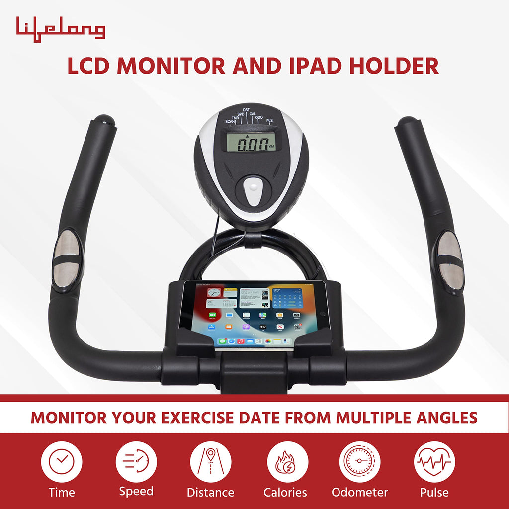 Lifelong LLF89 Fit Pro Spin Bike – 8 kg Flywheel, LCD Monitor & Heart-Rate Sensor