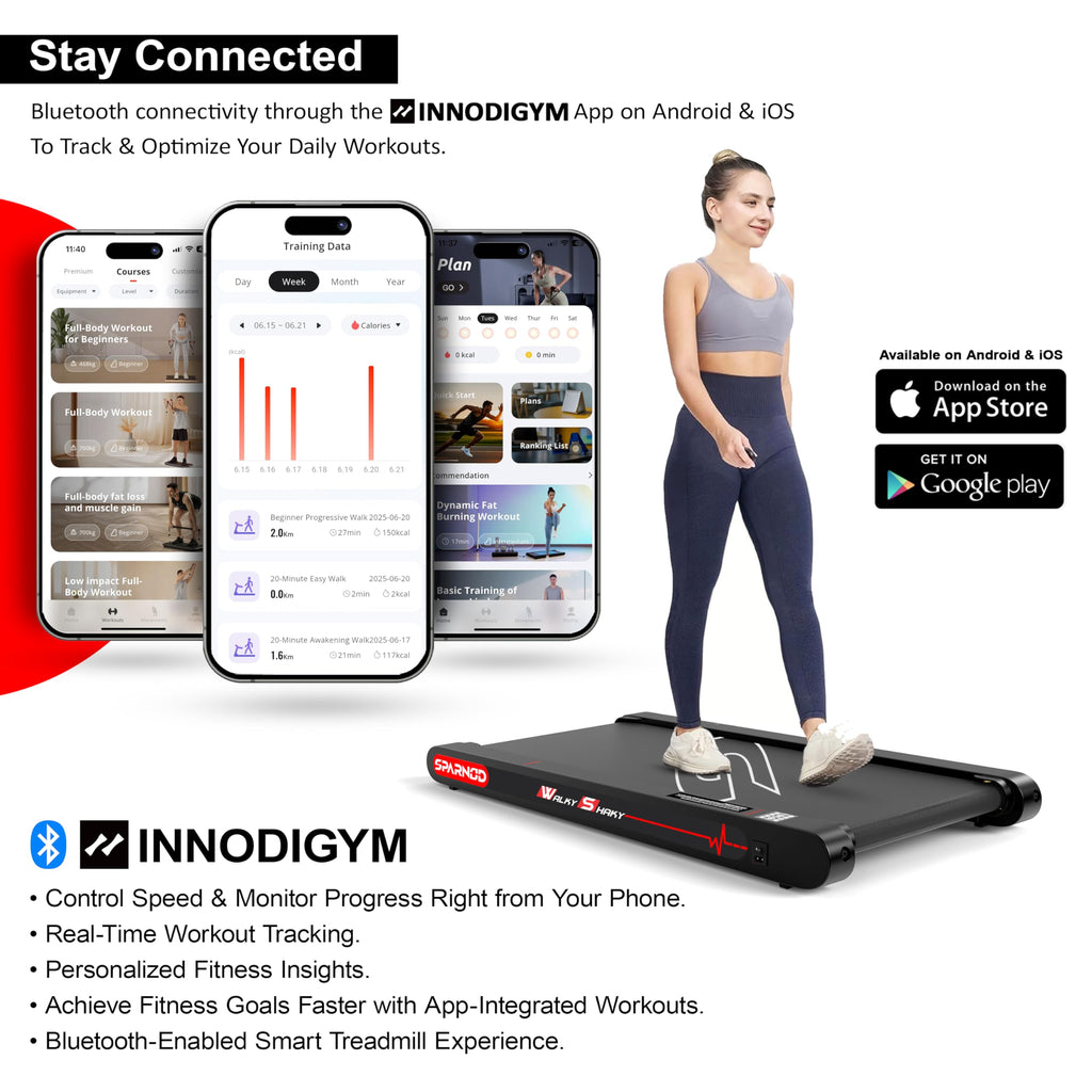 Sparnod Fitness WalkyShaky Vibration Walking Pad – 2.5 HP Motor, 4-Mode Vibration, 120 kg Capacity
