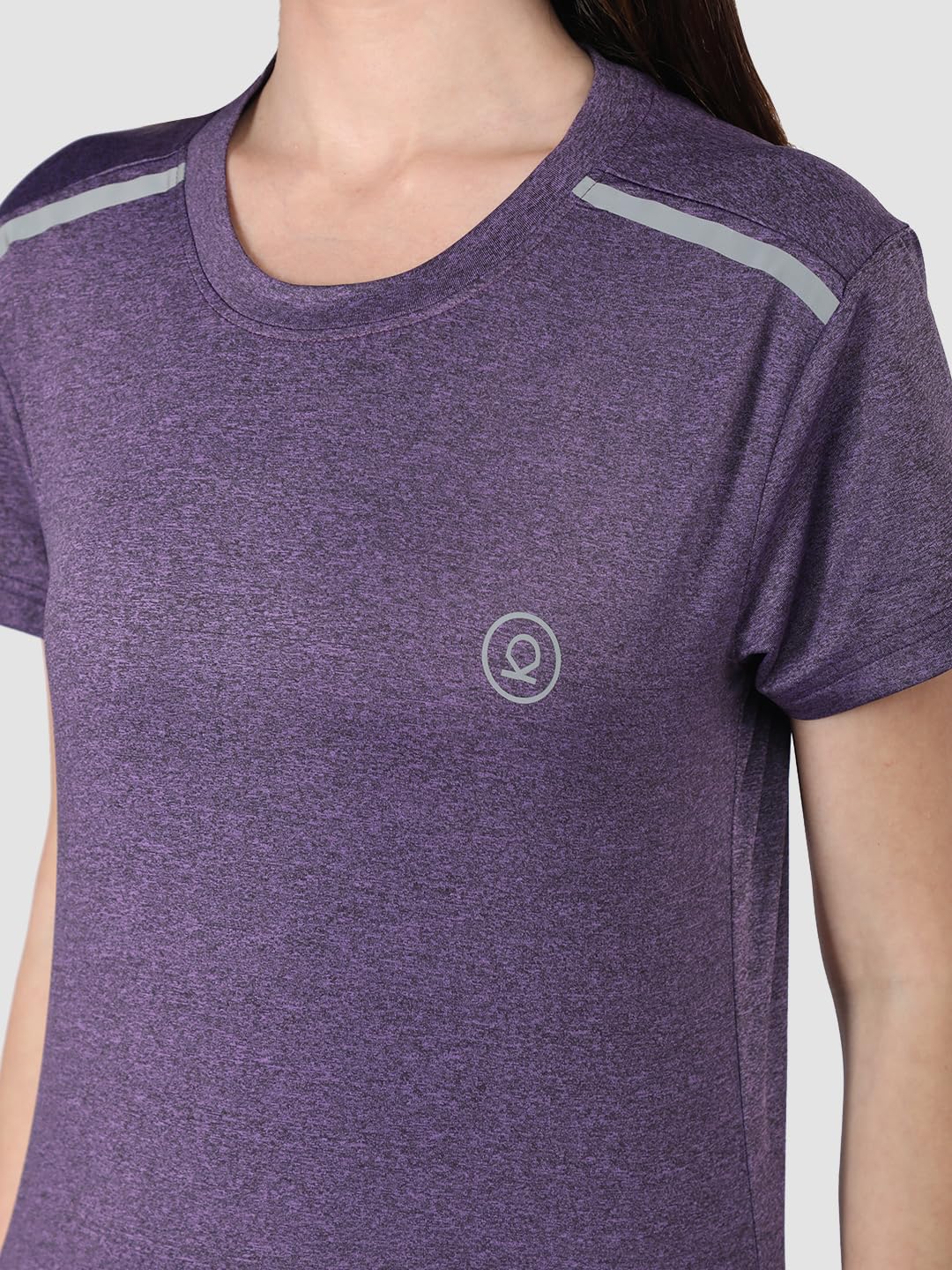 Chkokko Women's Selfpurple Active Sportswear Quick Dry Gym T-Shirt – Half Sleeve, Regular Fit