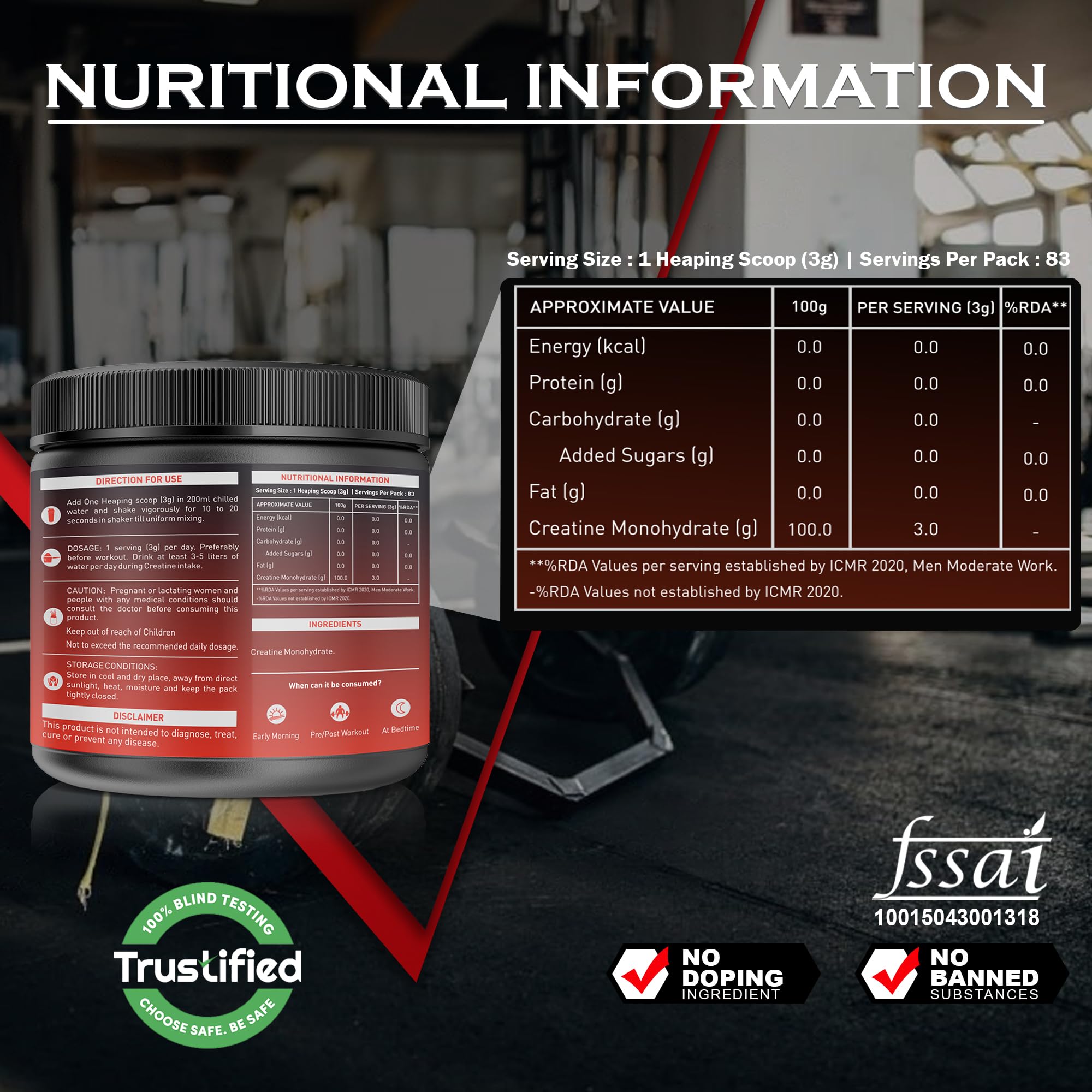 NAKPRO Micronized Creatine Monohydrate – Fast-Dissolving, Unflavoured, Pure Strength & Recovery Booster
