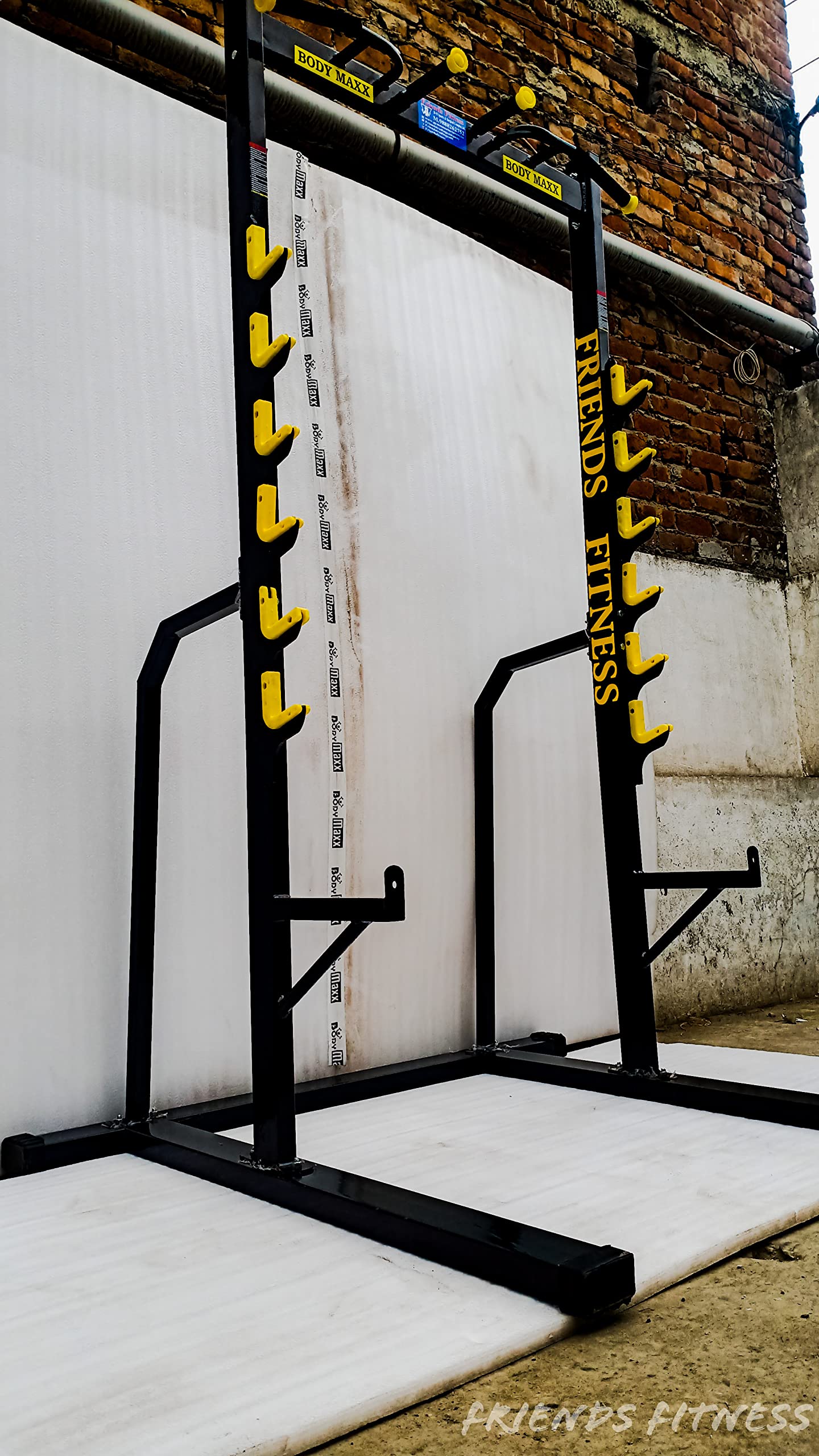 Body Maxx Heavy-Duty Squat Rack – Steel Frame, Safety Spotters & Integrated Pull-up Bar