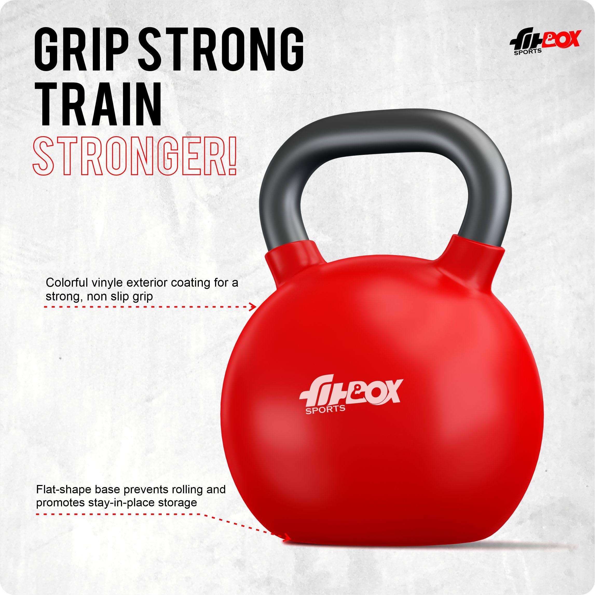 FitBox Sports Premium Kettlebell – 8kg, Blitz Blue – Durable Cast Iron Vinyl Coated Weight for Strength Training