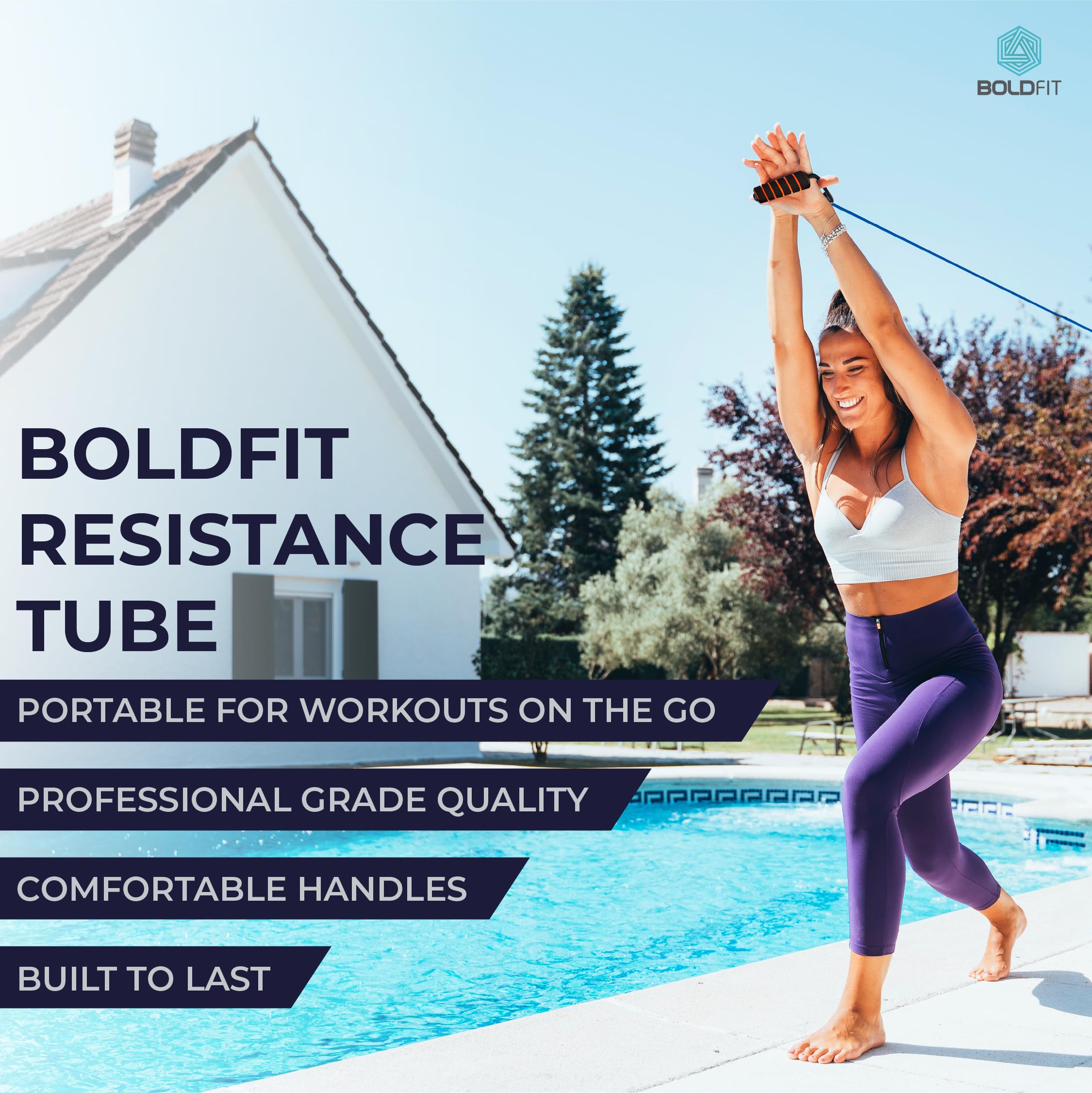 Boldfit Resistance Tube with Foam Handles – 15 kg Heavy Tube with Door Anchor & Anti-Snap Latex