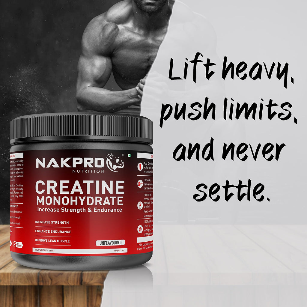 NAKPRO Micronized Creatine Monohydrate – Fast-Dissolving, Unflavoured, Pure Strength & Recovery Booster