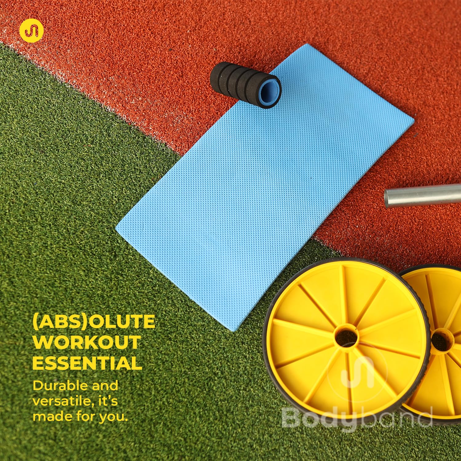 Bodyband Abs Roller – Black/Yellow Plastic Ab Wheel (Max Load 100 kg)