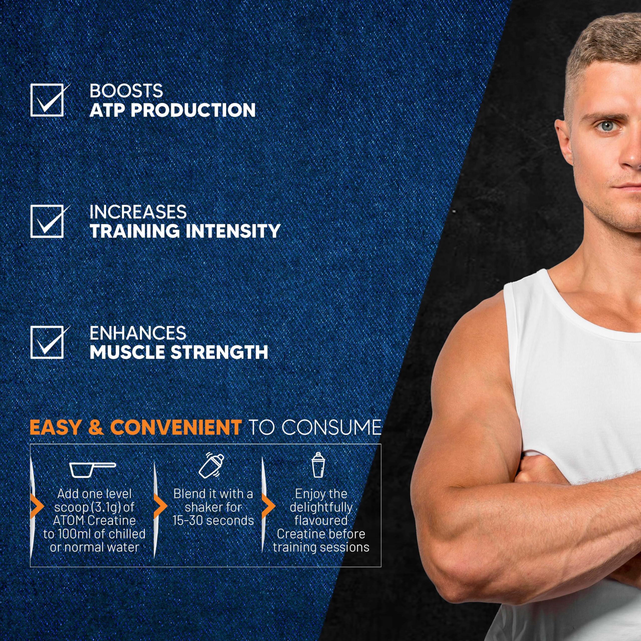 AS-IT-IS ATOM Creatine Monohydrate 100 g – Micronised, Dope-Free Supplement for Muscle Strength & Performance (≈ 32 Servings)  Nutrabay +2 Nutriride +2